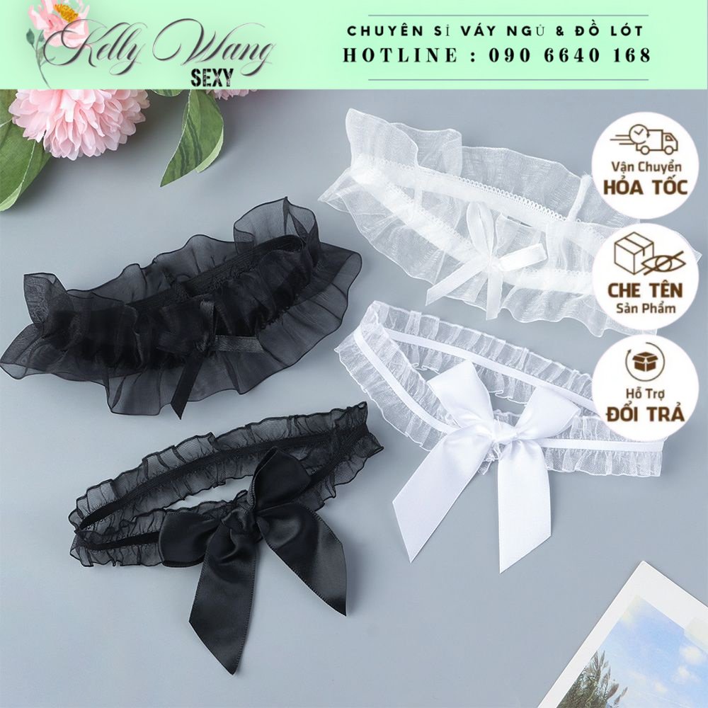 Vòng ren đeo đùi co giãn thắt nơ quyến rũ thời trang cho cô dâu  - KELLYWANG