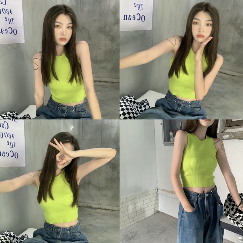 Áo dệt kim IELGY  sát nách dáng ôm thời trang cho nữ