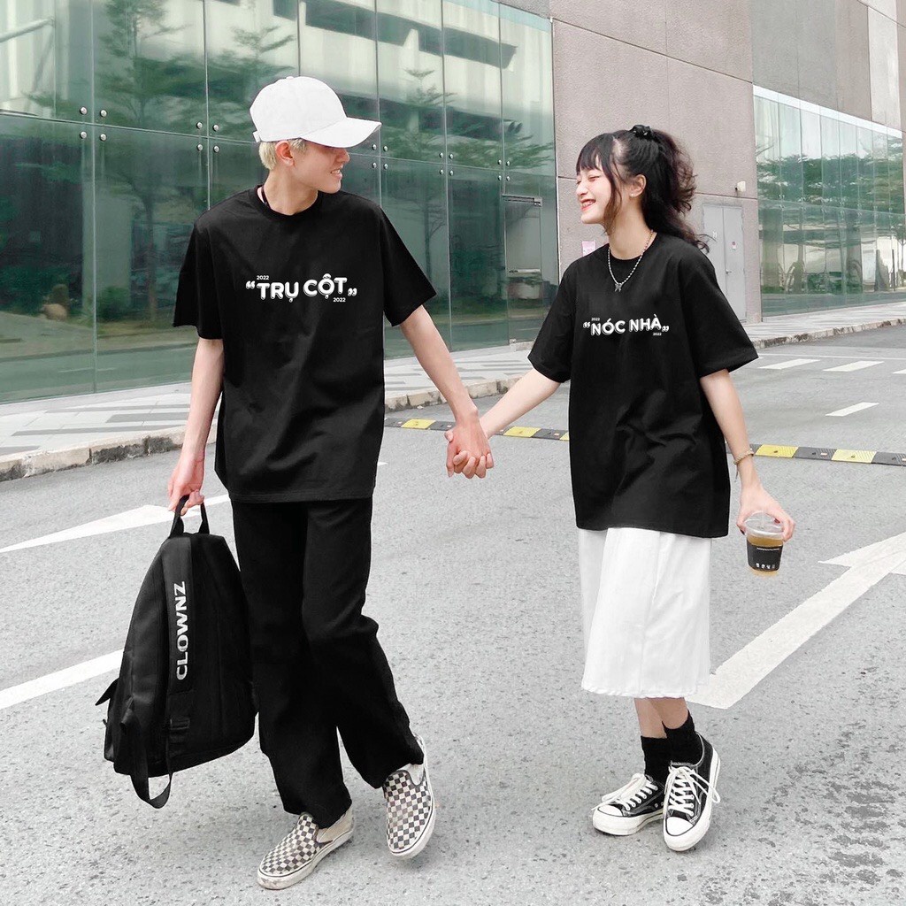 Áo Thun Nóc nhà Trụ cột áo đôi Nam Nữ Áo Phông cặp Unisex vải cotton thoáng mát cổ tròn bigsize XXL 2XL