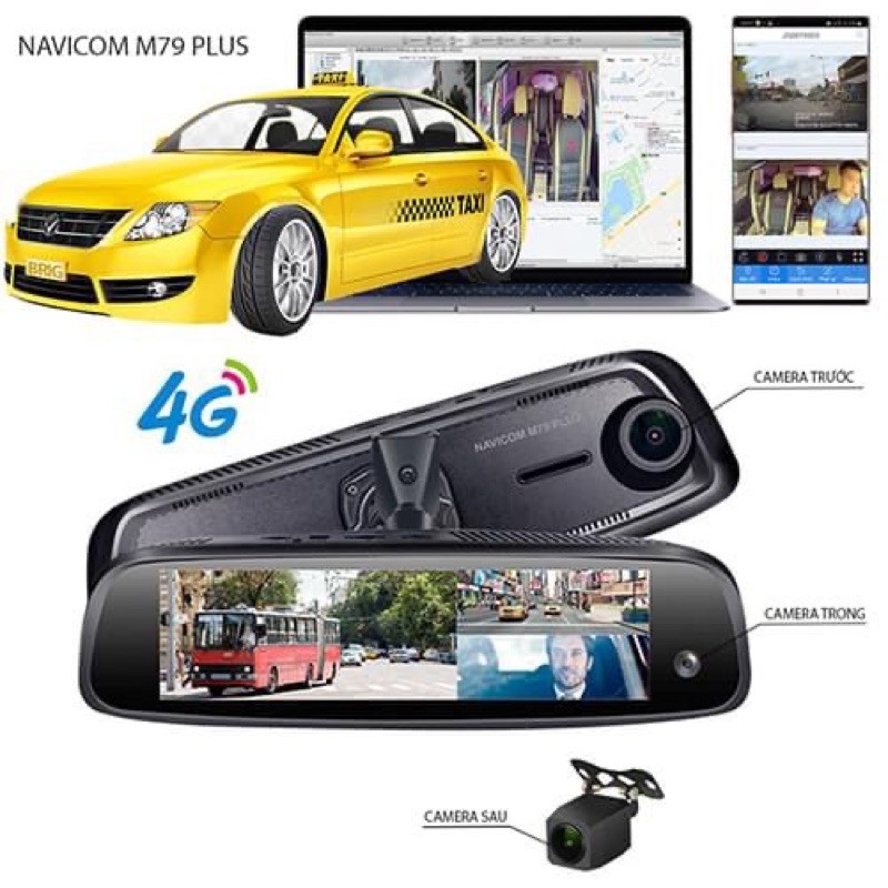 M79 Plus 4G Navicom- Cam giám sát hành trình quay trước, sau và trong xe Đại Việt Auto