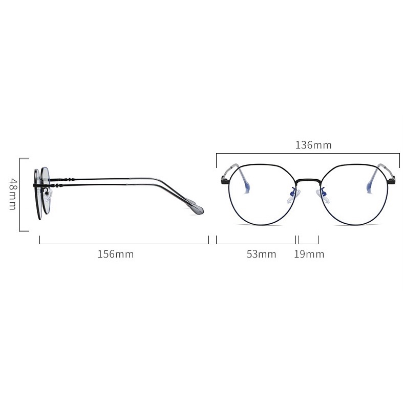 Gọng kính cận kim loại nữ Memo Optical thiết kế dáng tròn thanh mảnh màu sắc thời trang KL195
