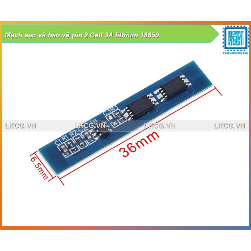 Mạch sạc và bảo vệ pin 2 Cell 3A lithium 18650