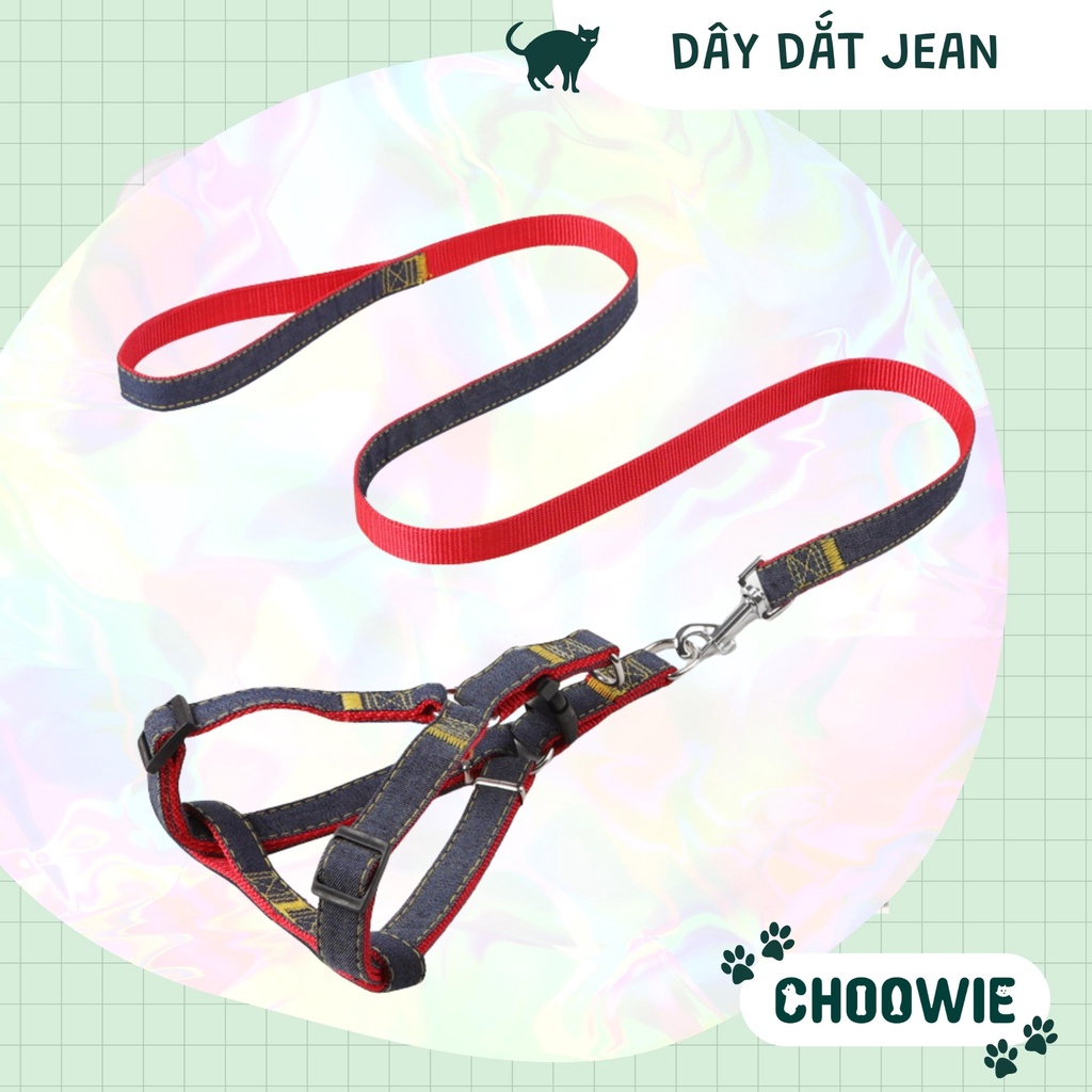 Dây dắt JEAN dạng yếm dày 1 cm và 1,5 cm | Phụ kiện chó mèo