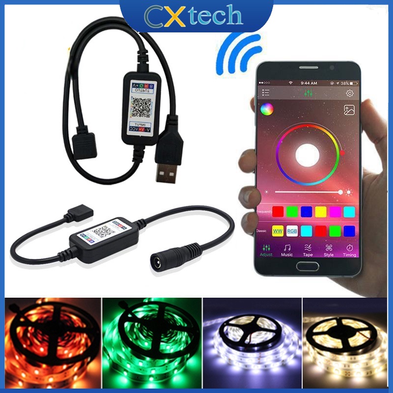 Bộ Điều Khiển Dây Đèn Led Dc5V-12V Rgb Không Dây Kèm Cáp Usb Dc