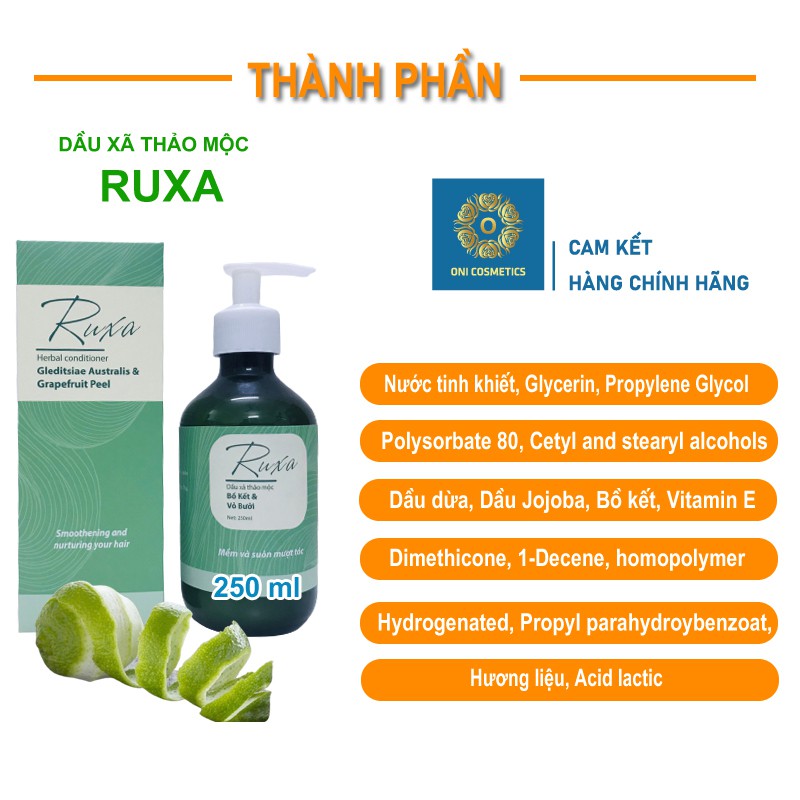 Combo Dầu Gội Xả: Dầu Gội Bồ Kết Và Vỏ Bưởi, Dầu Xả Thảo Mộc Thiên Nhiên Ruto Ruxa, Mềm Mượt, Chắc Khỏe - 500m