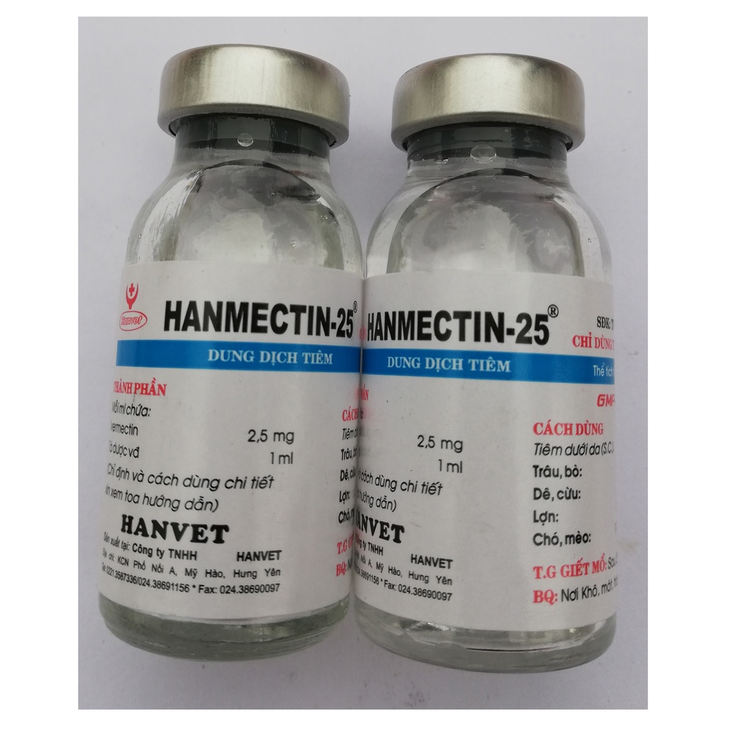 5 lọ Hanmectin 25   10ml Hàng việt nam dùng tốt cho trâu, bò, lợn, dê, cừu, chó, mèo, thỏ