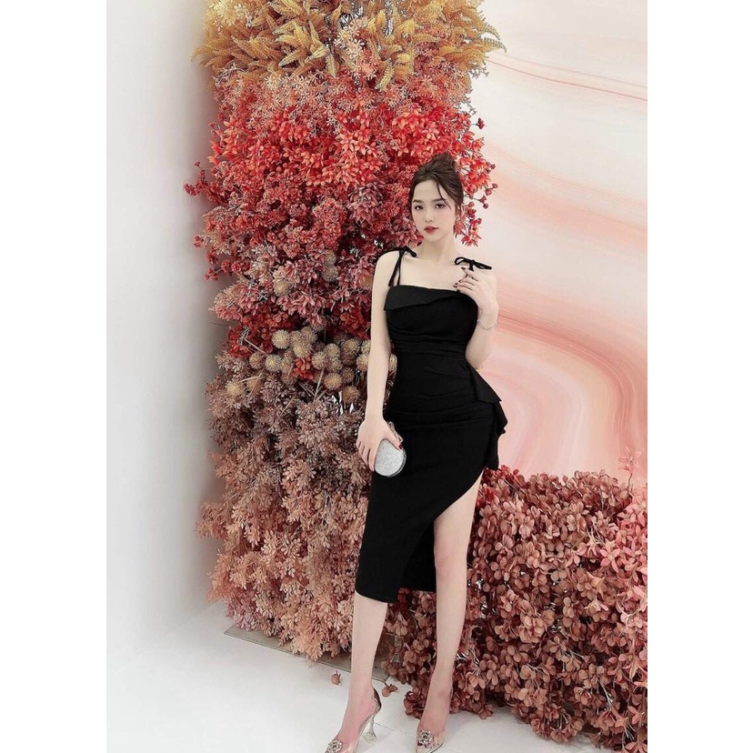 Đầm body 2 dây xẻ tà bèo hông xinh xắn  fashionzero - 65160