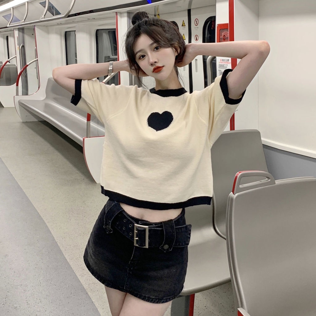 Áo Thun Tay Ngắn Dáng Rộng Thiết Kế Ngọt Ngào Thời Trang Cho Nữ