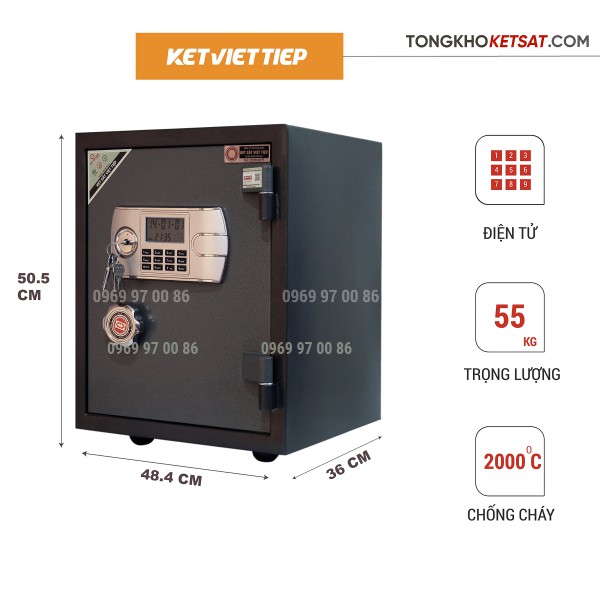 Két sắt chống cháy gia đình khóa điện tử K88BLN-DT nặng 55kg chống trộm bảo mật an toàn cao cấp Việt Tiệp | BigBuy360 - bigbuy360.vn
