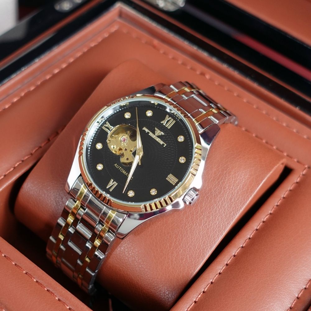 Đồng Hồ Nam Cơ Automatic FNGEEN Đồng Hồ Cơ Nam Cơ Lộ Tim Cơ Size 40mm Chống Nước Bảo Hành 24 Tháng - Mã 6801