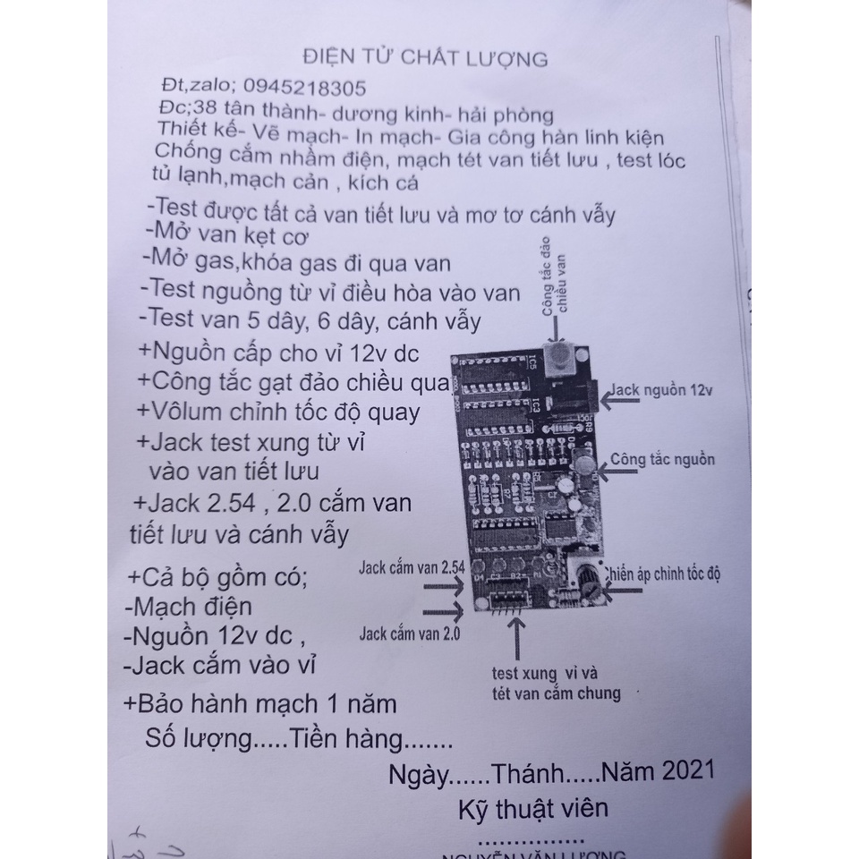 Test van tiết lưu ko nguồn