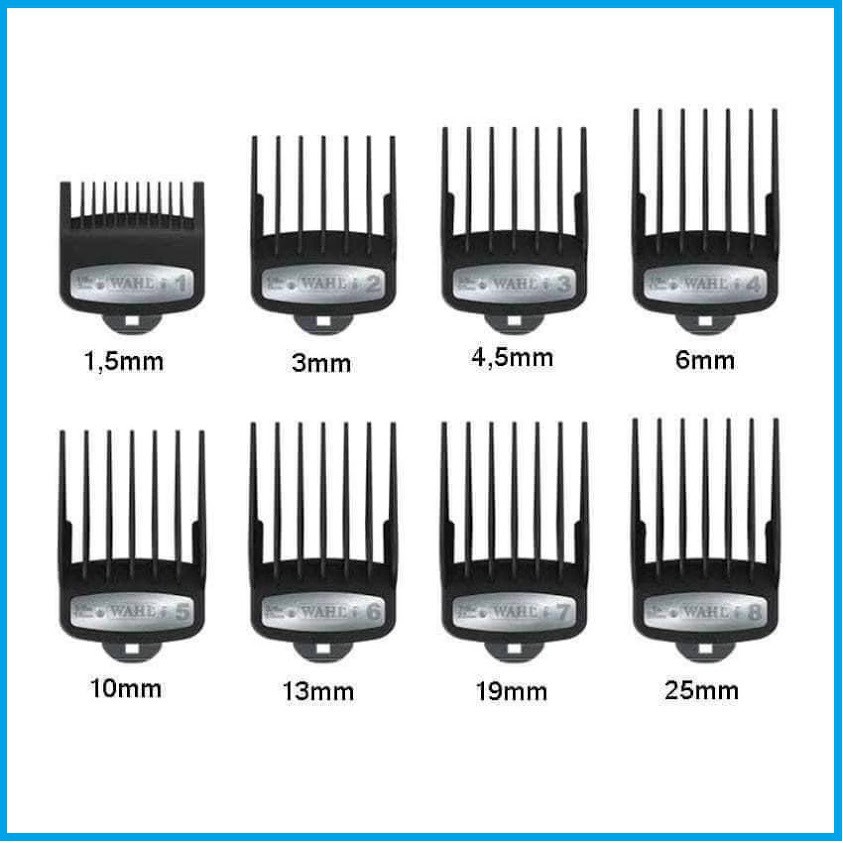 Bộ cữ gá thép tông đơ wahl  8184 8 Cái Từ Cữ 1,5mm đến 25mm