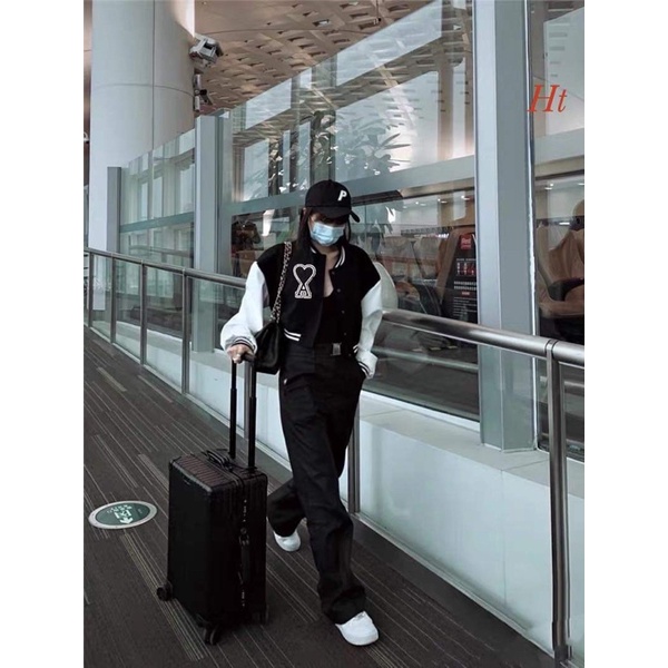 Áo khoác bomber phối tay tim A HT12