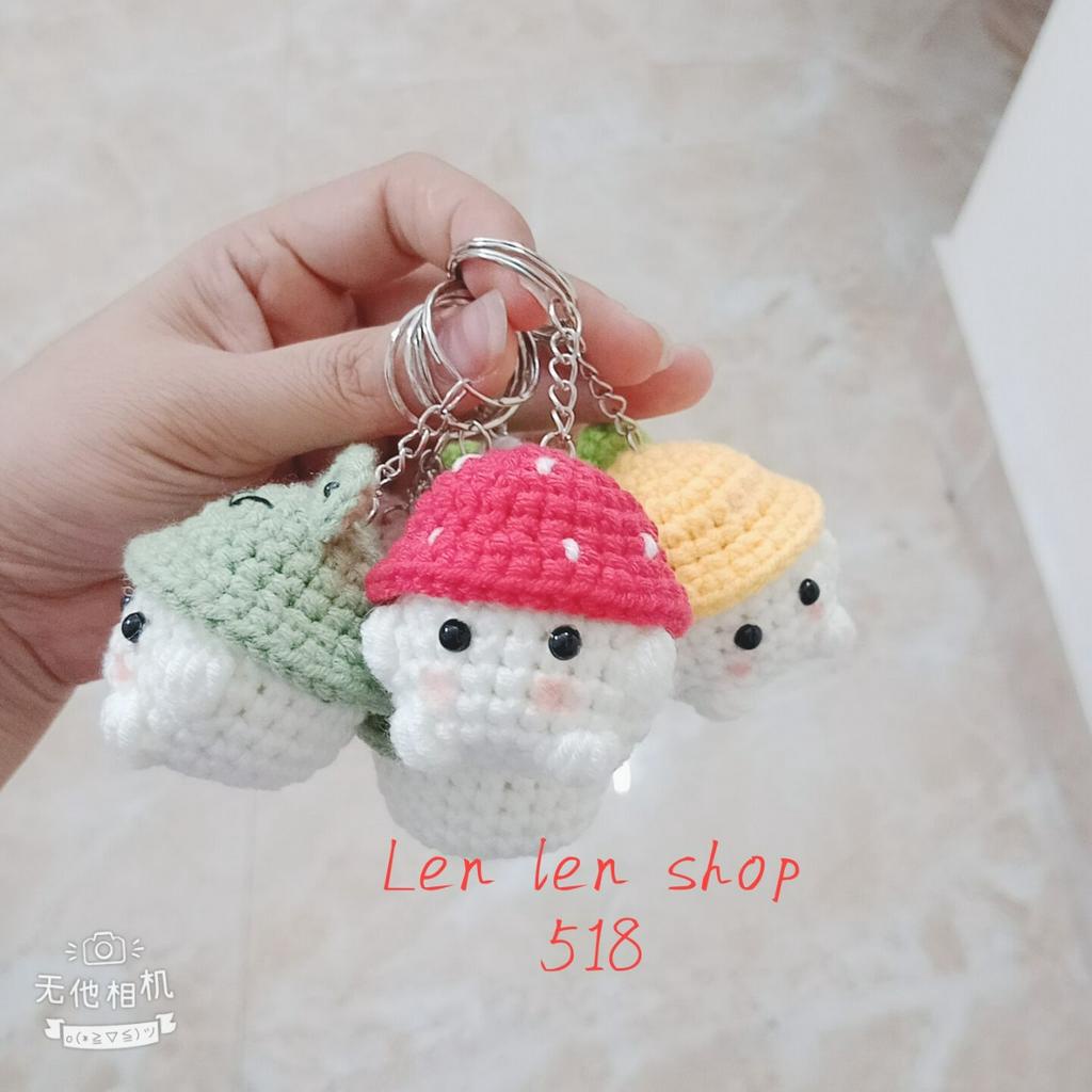 Móc khóa bé nấm bằng len cute