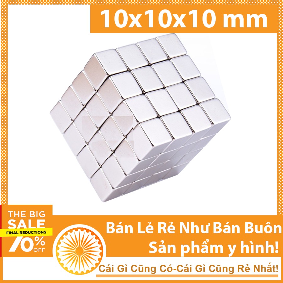 Nam châm đất hiếm lập phương vuông 10x10x10mm siêu hút