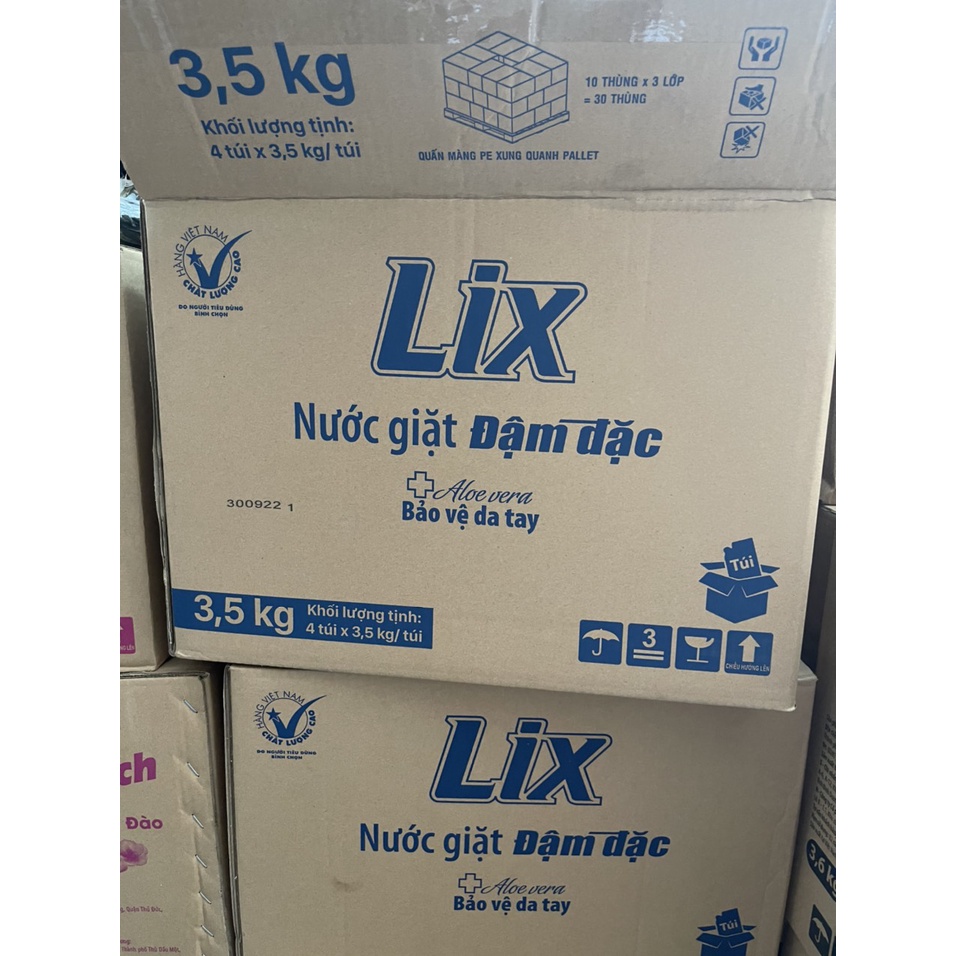 Nước giặt Lix túi 3.5kg  NGUYÊN THÙNG 4 TÚI MÀU ĐỎ