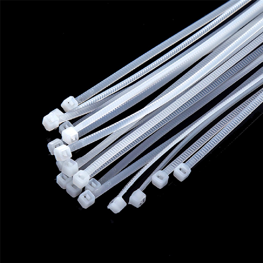 Bộ 100 dây rút bằng nylon màu trắng/đen tiện dụng để buộc giữ cáp mạng