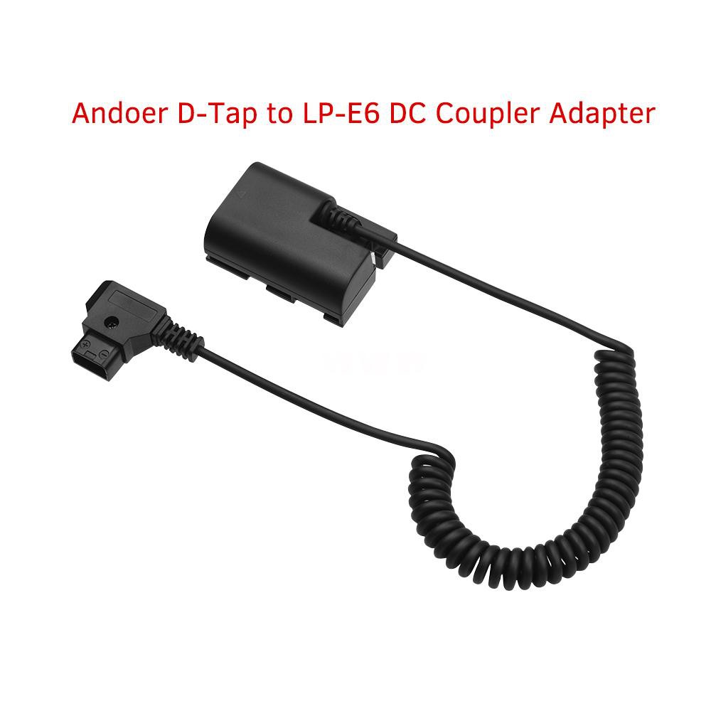 Andoer D-Tap to LP-E6 DC Coupler Adapter Fully Decoded Dummy Battery Accessory for Canon 5D2 5D3 5D4 6D 6D2 60D 7D 7D2 70D 80D 5DSR Cameras