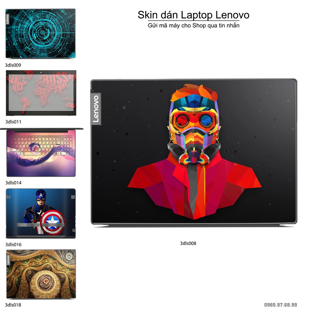 Skin dán Laptop Lenovo in hình 3D Abstract (inbox mã máy cho Shop)