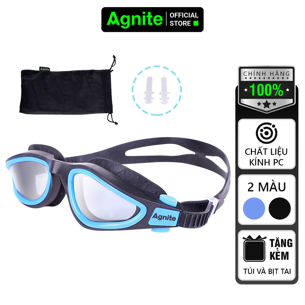 [Quà tặng] Kính bơi người lớn, trẻ em chính hãng Agnite chống tia UV bảo vệ mắt, thấu kính trong, tầm nhìn rõ