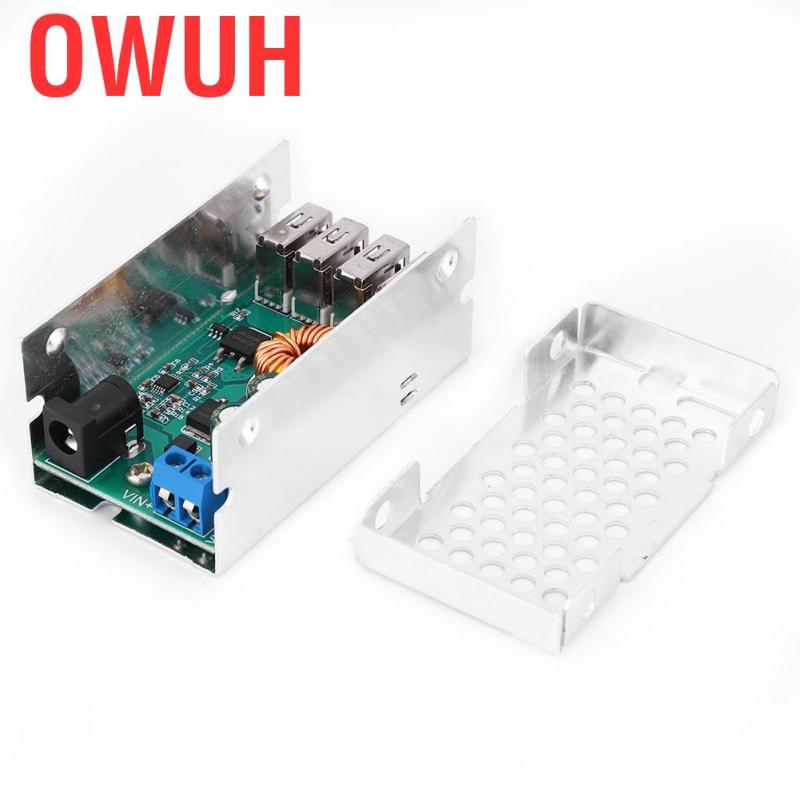 Mô đun hạ áp đầu vào 24V/12V sang ra 5V 5A 4 USB với vỏ bằng nhôm