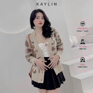 Áo khoác kaylin len cadigan hoạ tiết da beo n1649