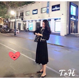 Chân váy xếp ly dáng dài