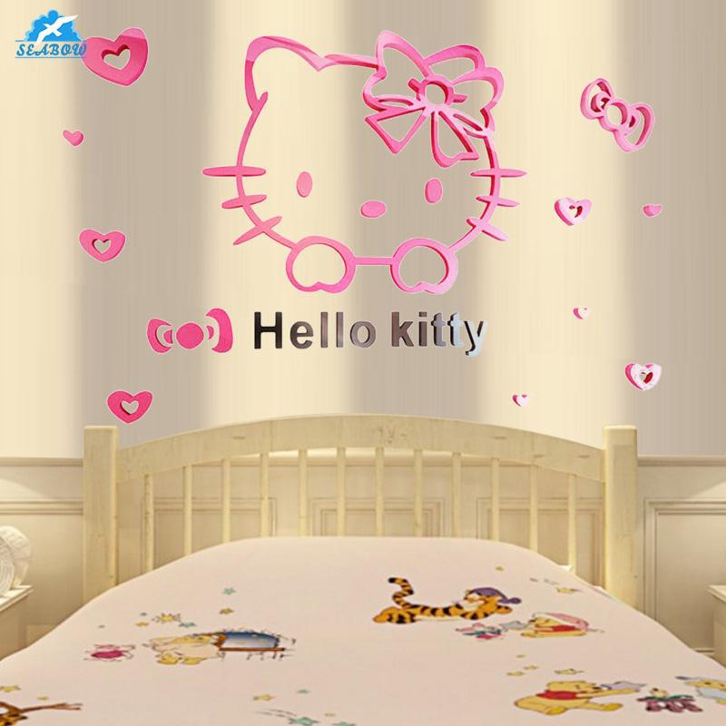 Miếng Dán Tường Trang Trí Hình Mèo Hello Kitty Đáng Yêu