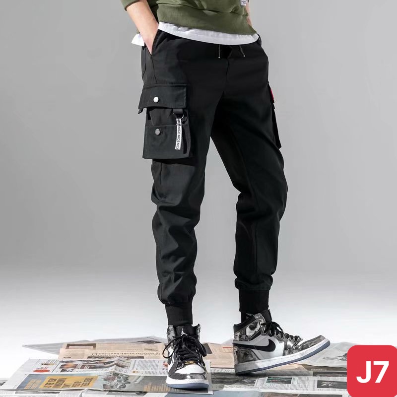 Quần jogger nam túi hộp bo chân màu đen không rách chất kaki cao cấp co dãn 4 chiều, quần baggy thể thao nam ADO7 mới