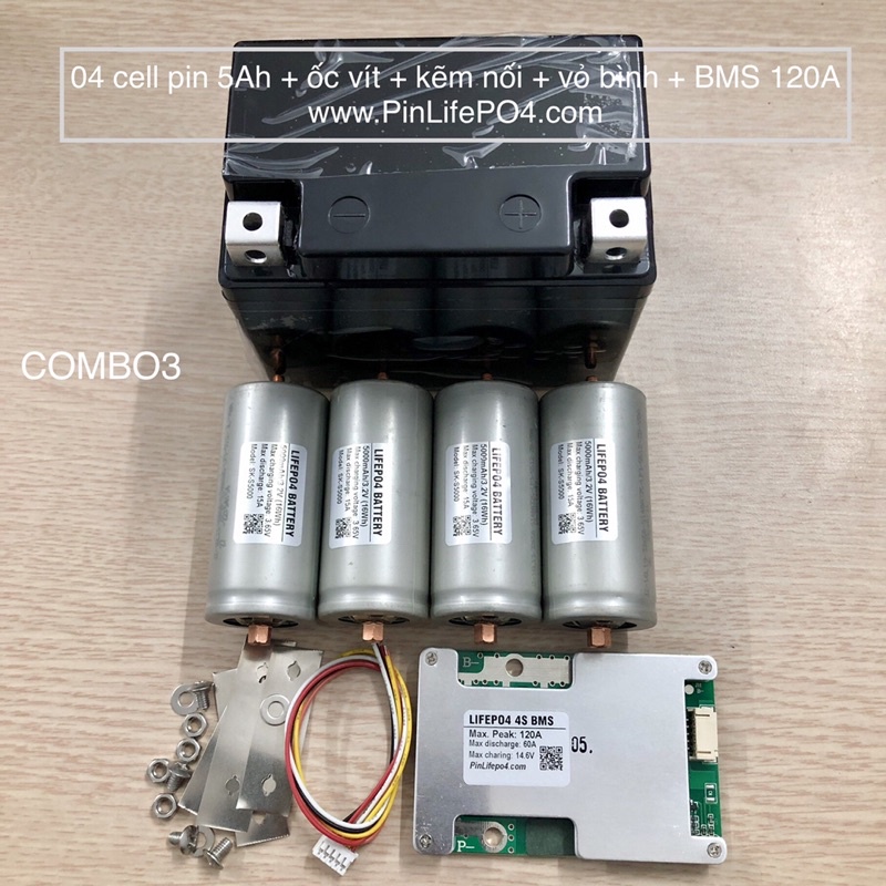 Combo Pin LifePO4 tự làm Acquy Lithium xe máy