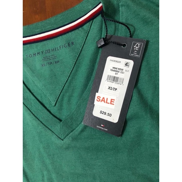 Áo Thun Tommy Nam màu xanh Size XS dưới 60kg