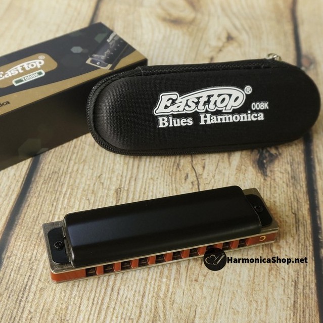 Kèn Harmonica 10 lỗ  Diatonic Easttop T008K màu đen