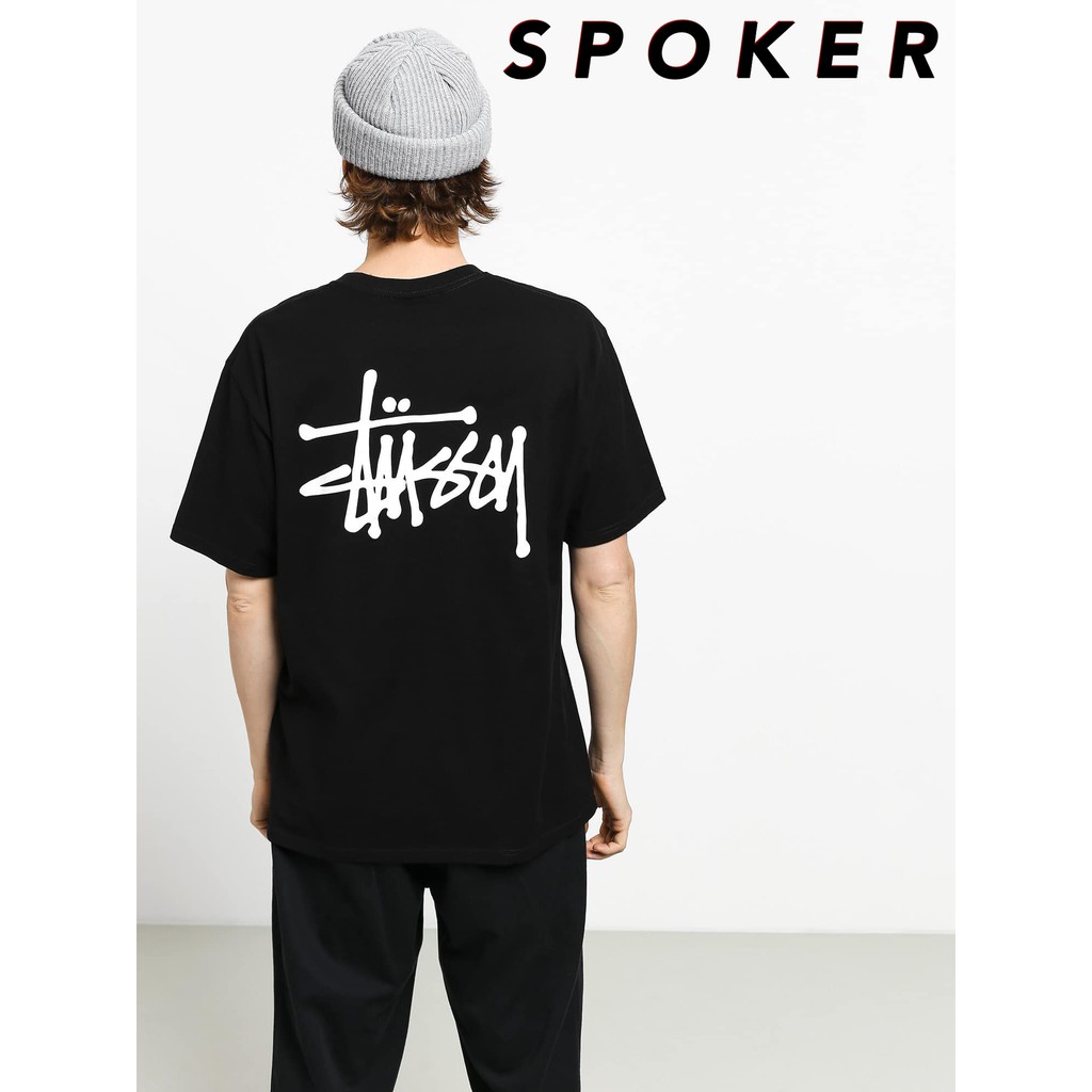 Áo thun nam nữ cổ tròn Basic Stussy - Áo phông nam nữ vải Cotton co giãn,dày dặn form unisex - SPOKER