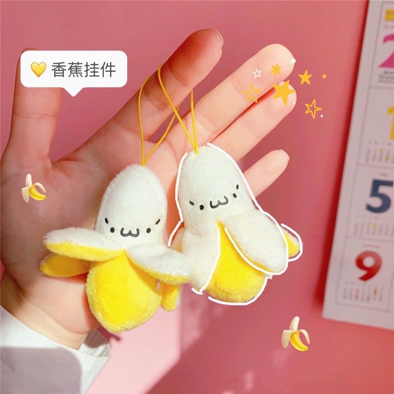 Móc khoá balo hộp bút hình chuối nhồi bông cute