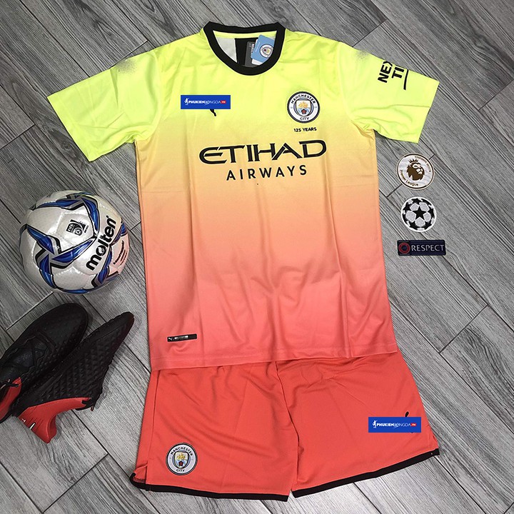 Áo đấu Man City 2019-2020 vàng hồng, áo Manchester City 2020 vàng hồng 3rd sân khách SF (Thái Lan)