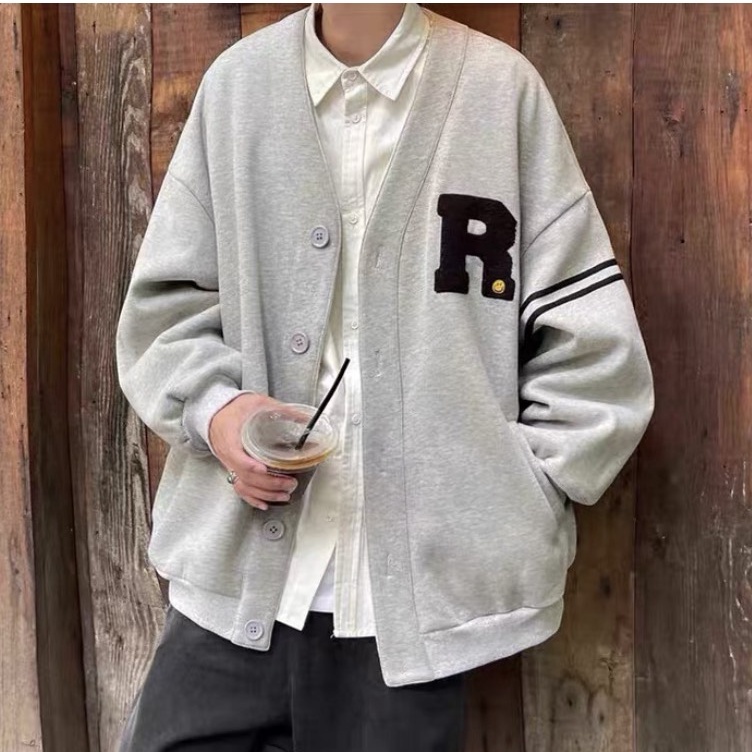 Áo Khoác Cardigan Unisex❤️Áo Cardigan Họa Tiết Chữ R Chấm Bi form rộng Ulzzang Unisex Nam/Nữ (Ảnh thật/ có sẳn)