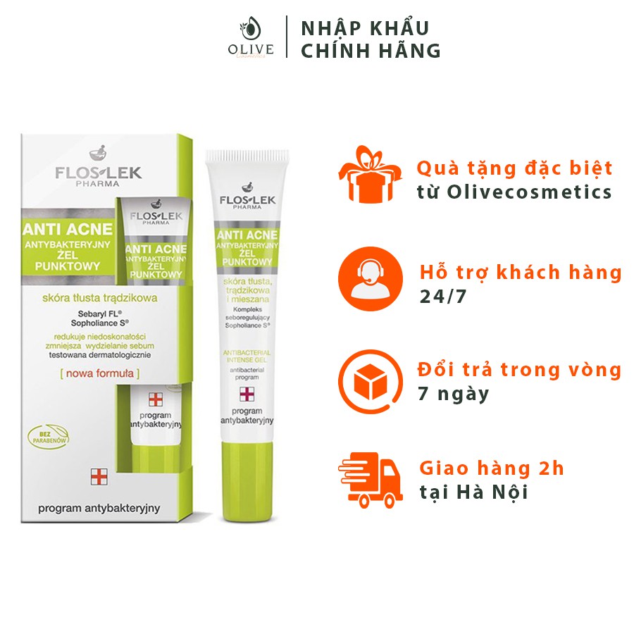 [CHÍNH HÃNG - FREESHIP] Gel hỗ trợ ngừa mụn, giảm thâm Floslek Antibacterial Intense Gel