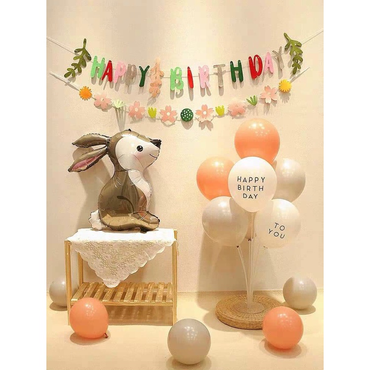 Set trang trí sinh nhật thỏ ngọc phong cách Hàn Quốc dễ thương - K197