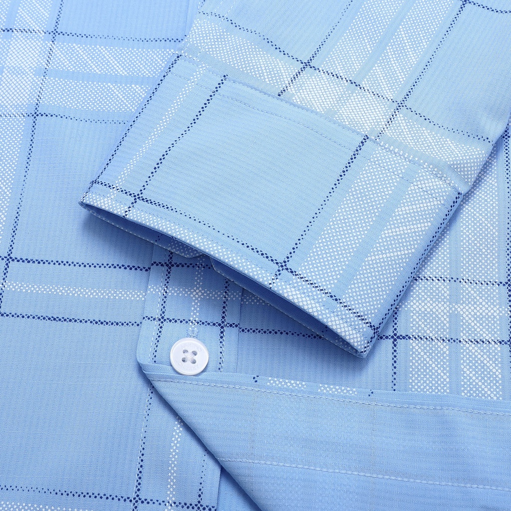 Áo sơ mi nam dài tay ARISTINO họa tiết kẻ caro màu xanh trẻ trung, thanh lịch, chất Modal mềm mại - ALS30601