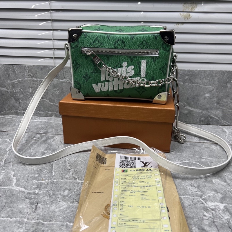 Túi đeo chéo hoa xanh Mini Soft Trunk Sc full box - Túi chéo nam cao cấp