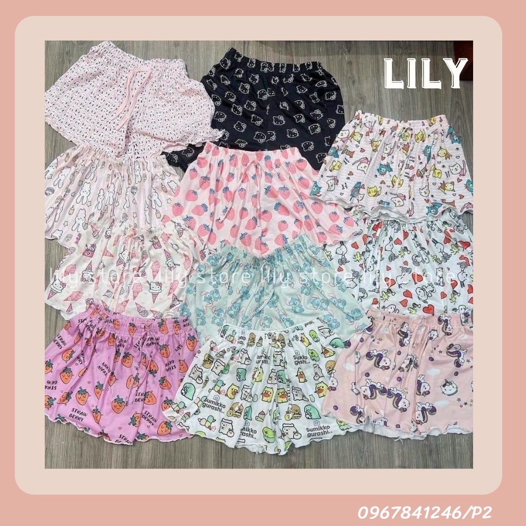 Quần đùi nữ mặc nhà, Quần short nữ ngủ chất cotton thái mềm mịn co giãn thoải mái màu xinh P2 LILY