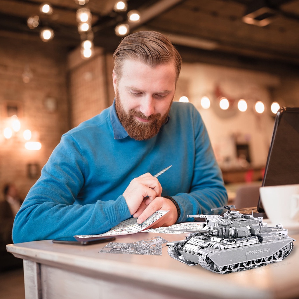 Set đồ chơi lắp ráp PIECECOOL mô hình xe tăng quân đội 3D bằng kim loại thời trang