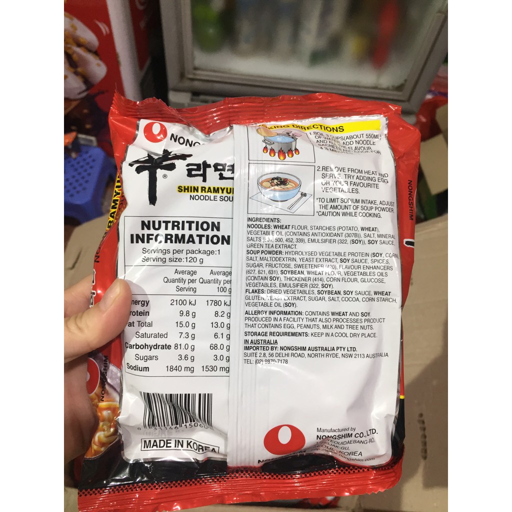 1 Gói Mì Cay Hàn Quốc Shin RaMyUn 120g Date 5/2022