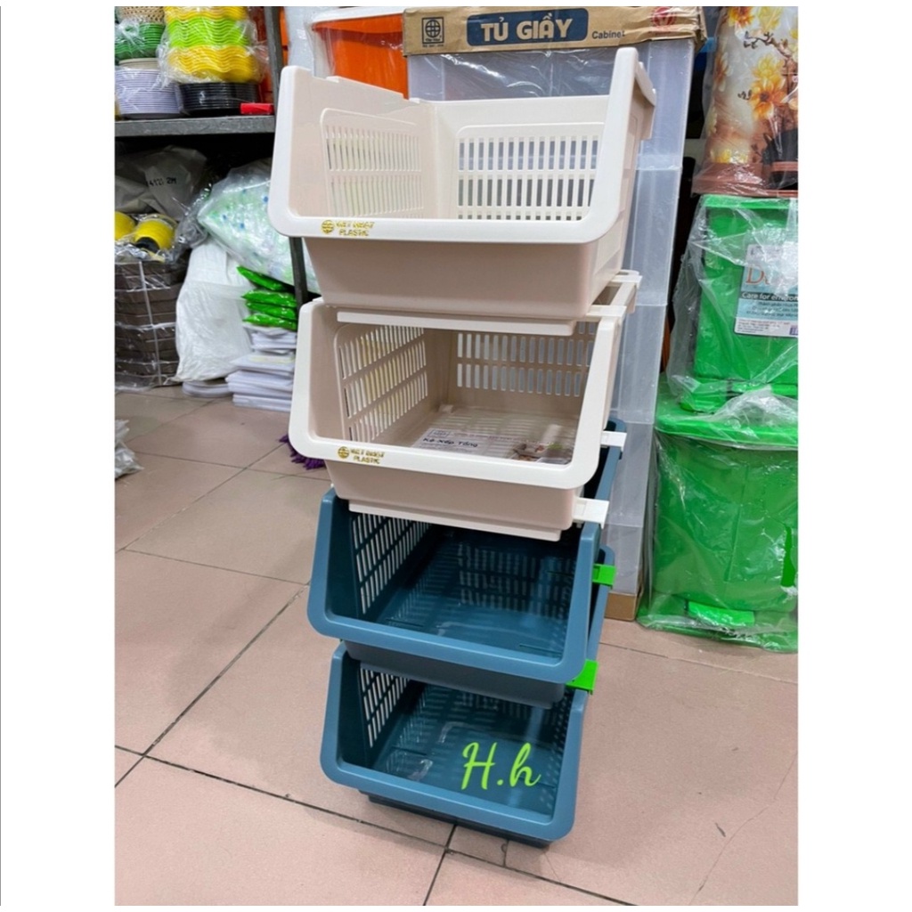 Kệ, giá xếp 3 tầng nhựa Việt Nhật. Kích thước 110 x 27 x 20cm/ 3 tầng.