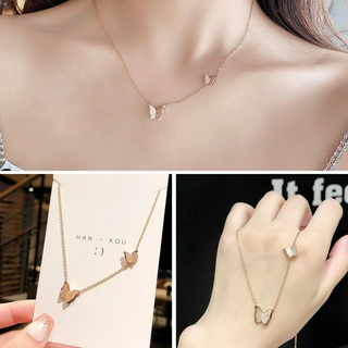 Rose gold titanium steel butterfly necklace accessories clavicle chain jewelry