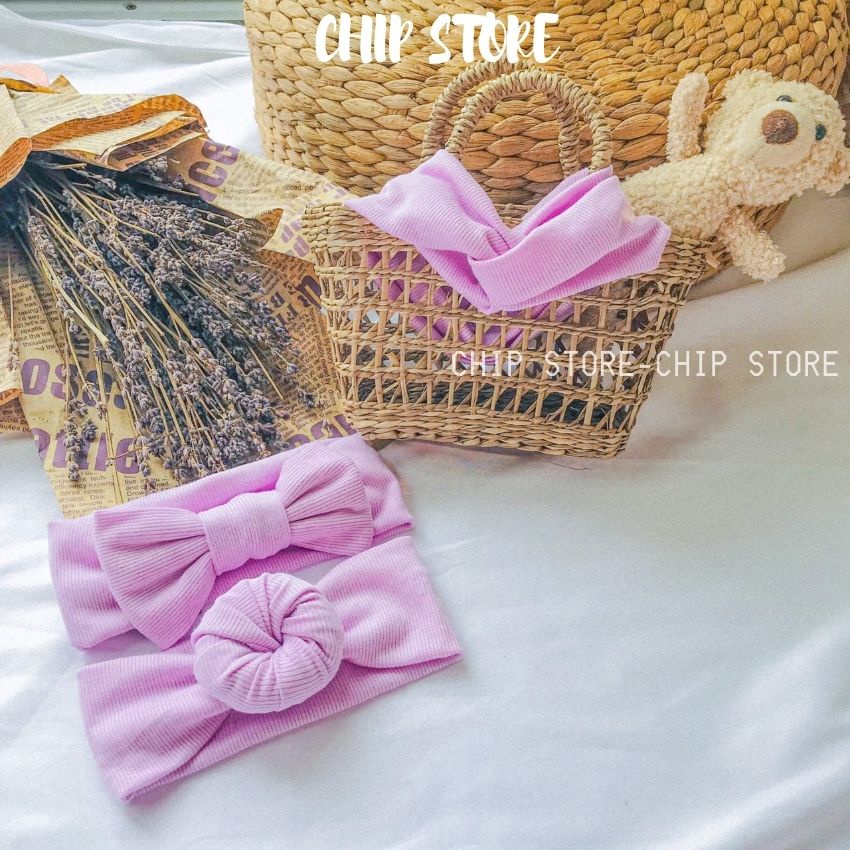 Turban cho bé CHIP STORE Băng đô nơ củ tỏi đáng yêu cho bé gái có size 3 tháng - 1 tuổi