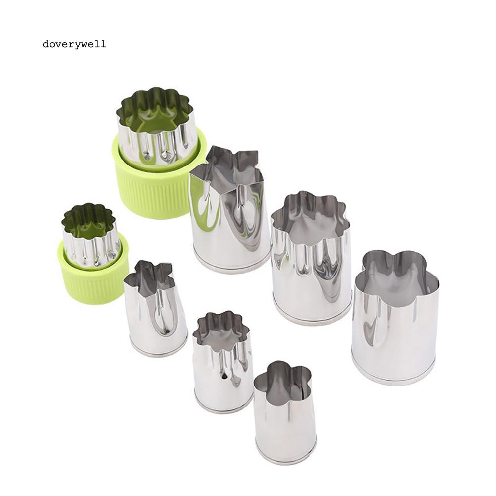 8 khuôn cắt bánh/rau củ quả hình bông hoa bằng thép không gỉ + nhựa kích thước 5.2cm x 3.8cm