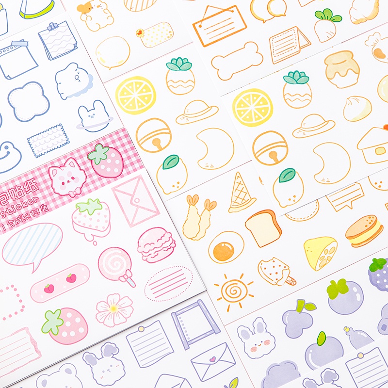 Set 8 Tấm Sticker Dán Trang Trí Họa Tiết Hoạt Hình Vui Nhộn