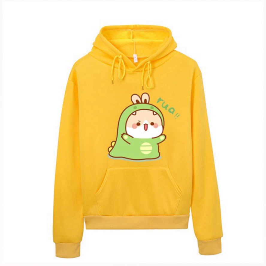 Áo Hoodies Ulzzang Nam Nữ Thu Đông Ấm Áp Chất Nỉ Mềm Mịn Không Nhăn, Không Xù In 3D Cartoon Bé Rua Xinh Cute