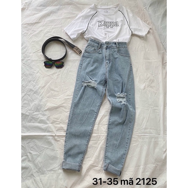 Quần jean nữ rách lưng cao siêu co giãn hàng VNXK bigsize đến 80kg MS2125 thời trang 2KJEAN